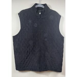 Alfred Dunner Corduroy Snowflake Vest Cottagecore, Grandma Chic, Layering 2X